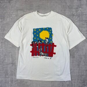 Limited Edition Graphic Shirt Mens Large White Cats Art Vintage Single Stitch